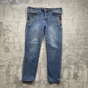 Democracy Women's Ab Solution Jeans Blue Wash Zipper Accent Size 12